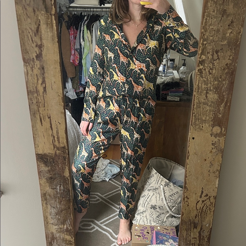 J Crew giraffe print silk set